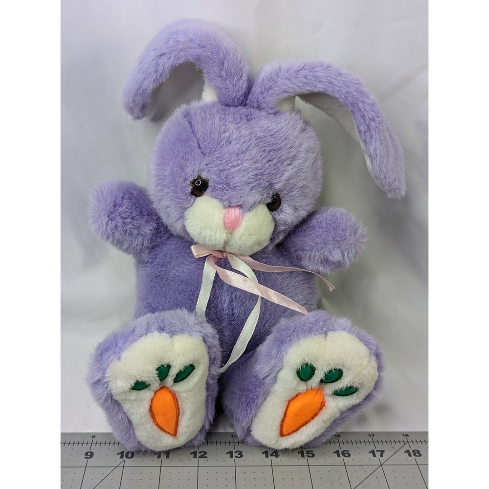 Goffa Purple Rabbit Plush Bunny 10 Inch Carrot‎ Feet Prints Stuffed Animal Toy